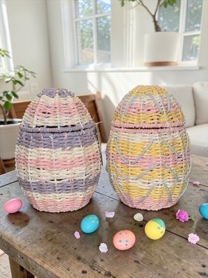 Easter Egg Storage Basket 9  With Lid Home Decor Gift Woven Paper Rope Gift