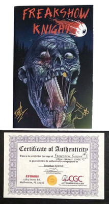 FREAKSHOW KNIGHT #1 Pirozzi Virgin signed JONATHAN HEDRICK w/COA & PIROZZI