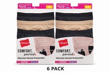 Hanes Comfort Period Brief Underwear Super Protection 6 Pack Womens Size 7 L