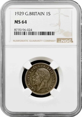 Großbritannien 1 Schilling 1929, NGC MS64, "König Georg V. (1910 - 1936)" - Bild 1 von 2