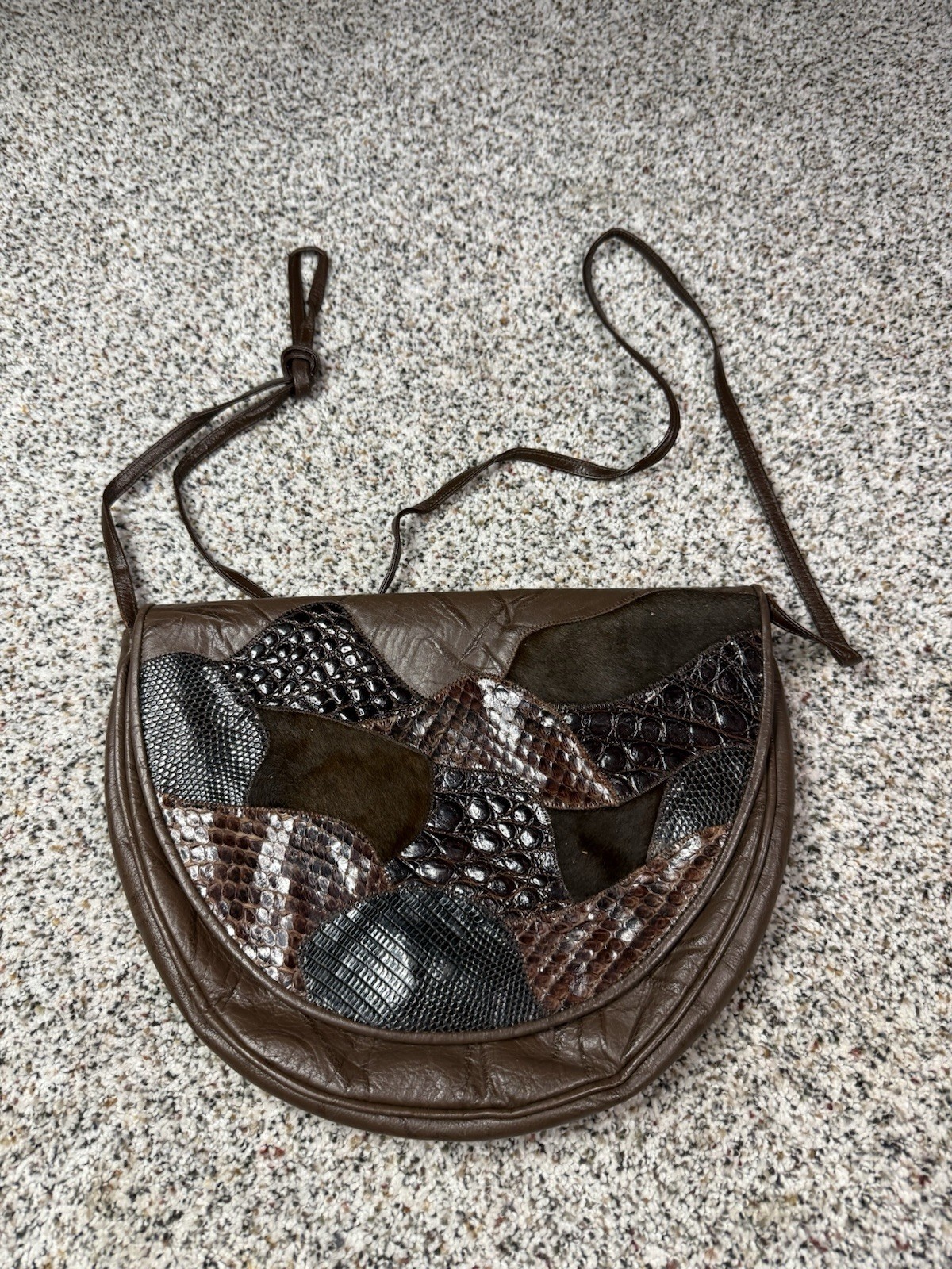 Leather Patchwork Crossbody Shoulder Bag Reptile … - image 9