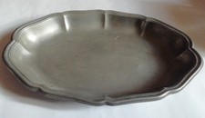 Vassoio / Piatto Ovale in Peltro Vintage 