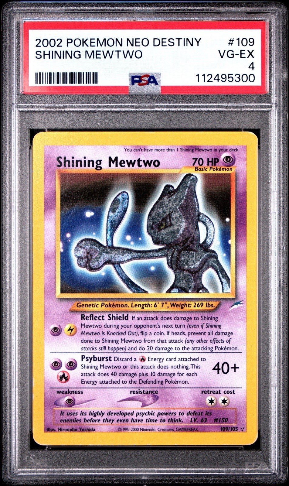 Pokemon 2002 Neo Destiny Shining Mewtwo Holo #109 Psa 4 
