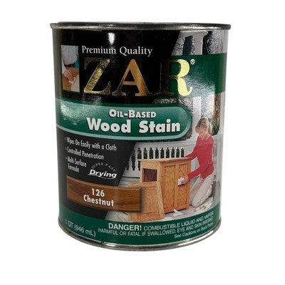 ZAR Oil-Based Interior Wood Stain 126 CHESTNUT 1 Quart 946mL Wood Finishes 12612