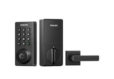 PHILIPS MATTE BLACK SINGLE CYLINDER ELECTRONIC DEADBOLT WITH LEVER SET - BLACK