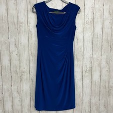 Lauren Ralph Lauren Blue Cowlneck Fitted Knee Length Sexy Date Night Work Dress