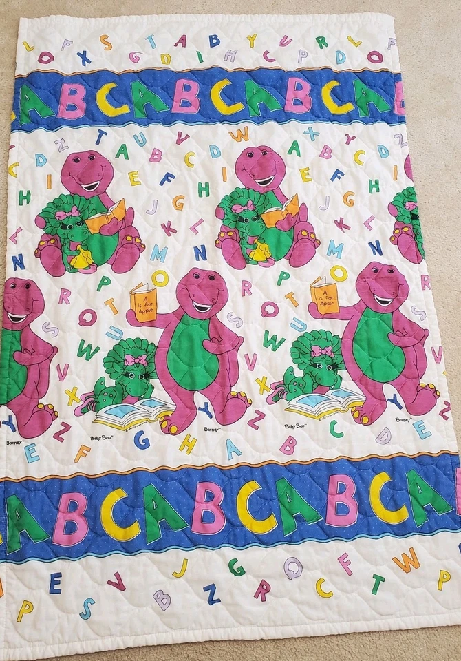 Vintage Barney ABC Baby Bop Blanket the Bibb Company USA Toddler Bed Crib Quilt - Image 2 of 4