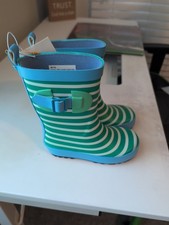 Sun Squad Green Stripe Rain Boots Medium 7-8 Unisex Child New