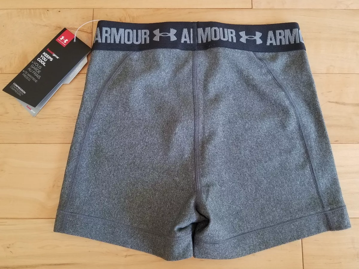 UNDER ARMOUR WOMEN'S HEATGEAR COMPRESSION SHORTS 1297899 090 GRAY XS X SMALL