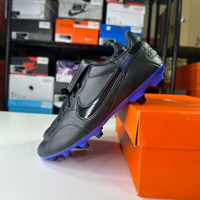 New Nike Premier FG Soccer Cleats Black Blue Leather AT5889-007