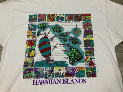 Vintage Hawaiian Islands T-Shirt size XL Hanes Beefy-T USA Made Single Stitch