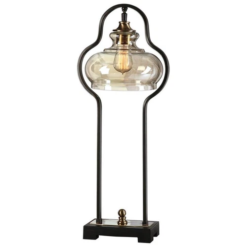 Uttermost Cotulla Metal and Resin Table Lamp in Aged Black and Antique Brass - Picture 1 of 5