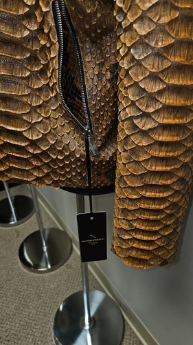 Python Snakeskin Jacket Brown Cognac Men's XL Maison Kingsley - Picture 11 of 19