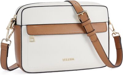 Telena Small Crossbody Bags for Women Leather 1-white With Brown 