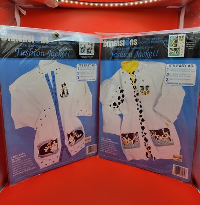 Vintage Dimensions Cozy Cats Cool Cows Iron On Transfers Lot - Sealed New :)