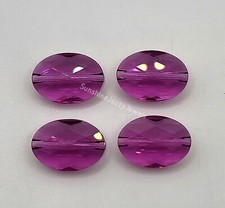4pc Swarovski Crystal Fuchsia 14x10mm Faceted Oval 5050 Beads; Rare Vintage 