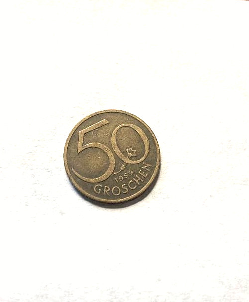 1959 Austria Coin 50 Groshen Austrian Ostrich Nice Coin, #1054