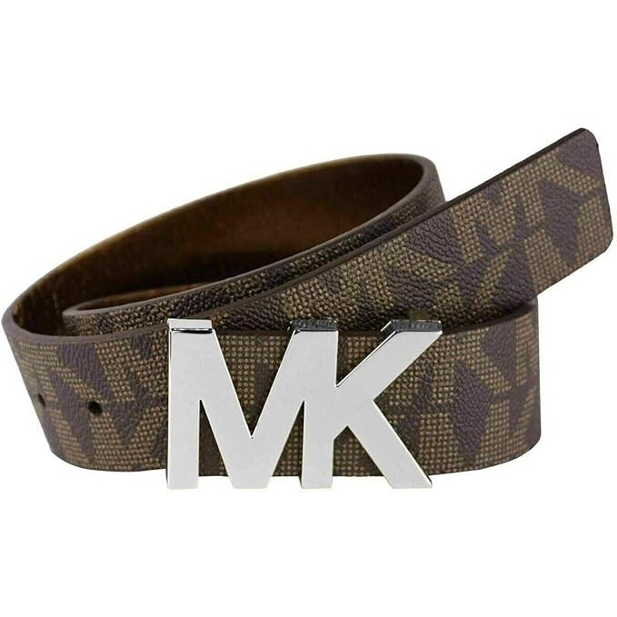 Michael Kors Brown MK Logo belt w/Silver Buckle size Medium Michael Kors Brown MK Logo belt w/Silver Buckle size Medium
