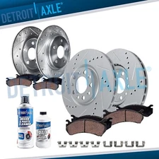 Front Rear Drilled Slotted Disc Rotors Brake Pads for 2017 2018 Chevrolet Malibu