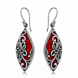 BALI LEGACY Red Sponge Coral Flower Dangle Earrings for Women 925 Silver Jewelry - Click1Get2 Cyber Monday