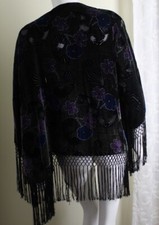 Aris A Sz M L Piano Fringe Velvet Burnout Dramatic Open Jacket Deep Green