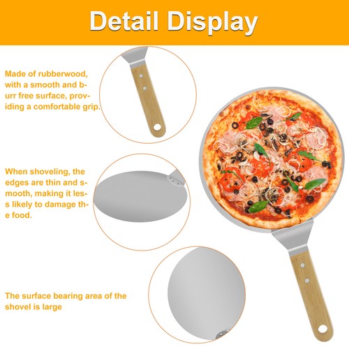 Pizza Lifter Stainless Steel Pizza Peel with Wood Handle Dishwasher Safe qrwYh - Picture 4 of 11