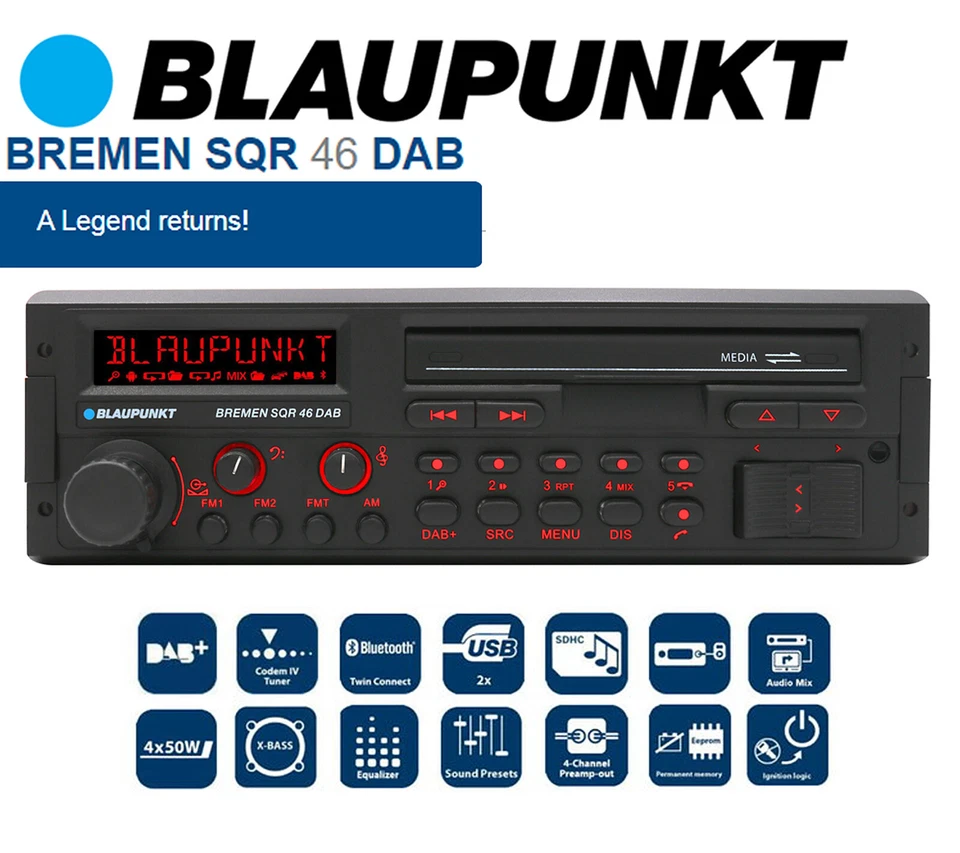 Retro Car Stereo Radio Blaupunkt Bremen SQR 46 DAB USB MP3 SD Bluetooth A2DP - Image 2 of 4