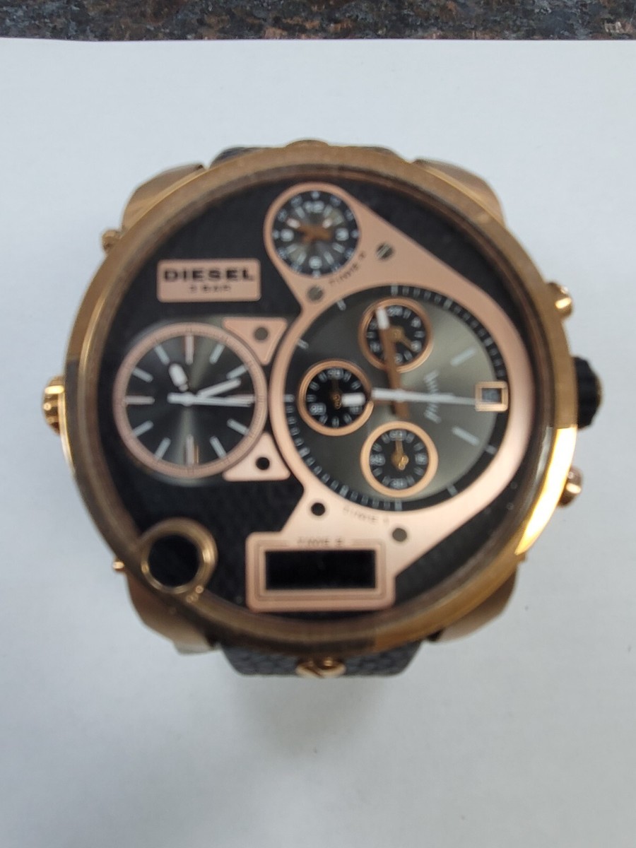 DIESEL Big Daddy DZ7261 Black Leather Band Quartz Men's Watch 45mm