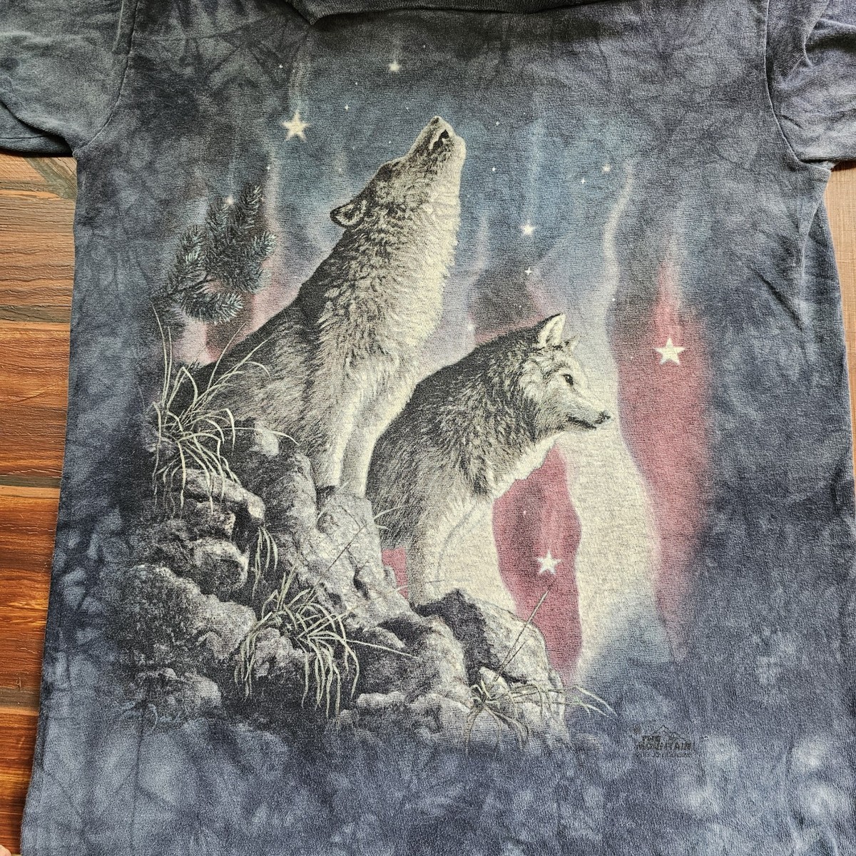 The Mountain Shirt Wolf Tee Wolves Howling Moon American Flag Mens