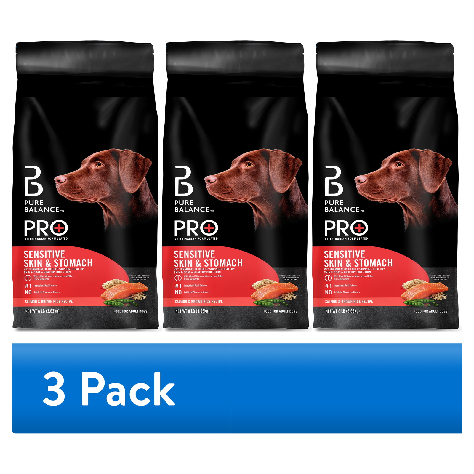 Pro+ Sensitive Skin & Stomach Dog Food, Salmon & Rice Recipe, 8 lb Bag