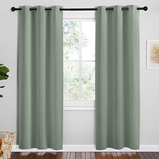 2PCS Greyish Green 78"L x 42"W Protection Privacy Darkening Curtains For Bedroom