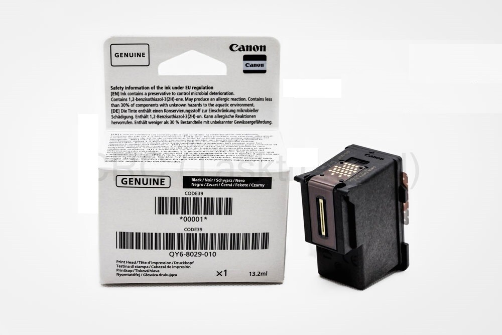 Tête d'impression Canon noire contre les lignes blanches Pixma GM2050