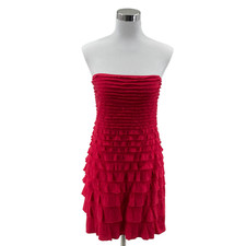 Express Party Cocktail Dress Womens Medium Red Ruffle Off the Shoulder Strapless
