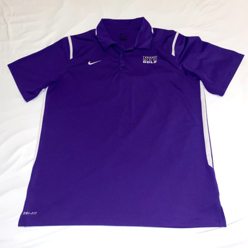 NYU Golf Polo Shirt Nike Dri-Fit Purple Men's Size L Logo NCAA Athletic Bobcat - Picture 1 of 7