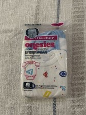 1988 Vintage Gerber Onesie 3 Pack 100 Pure Cotton White Pastel Print G5