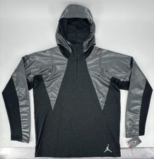Nike Air Jordan Jacket Men's XL Fitted Shield 1/4 Zip Hoodie Black 689802-010
