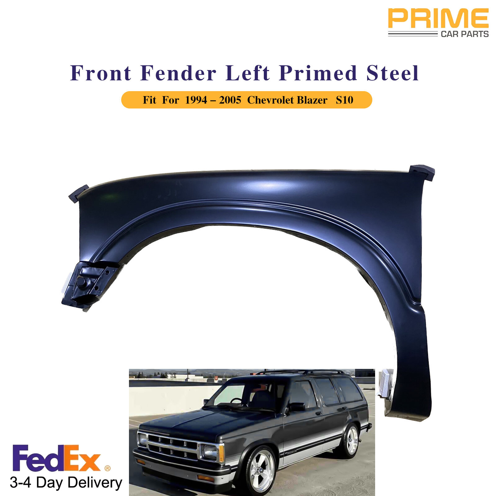 New Front Left Primed Fender For 1995-2005 Chevrolet Blazer 1994-2004 S10..