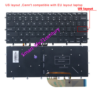 Dell XPS 15 ノートPC 32GB 2TB USキーボード US backlit keyboard for Dell XPS 15-9560 9570 P56F/Precision 5510