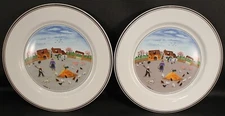Villeroy & Boch Design Naif * Set of 2 * Country Farm Scene Plates 8 1/2" EXC