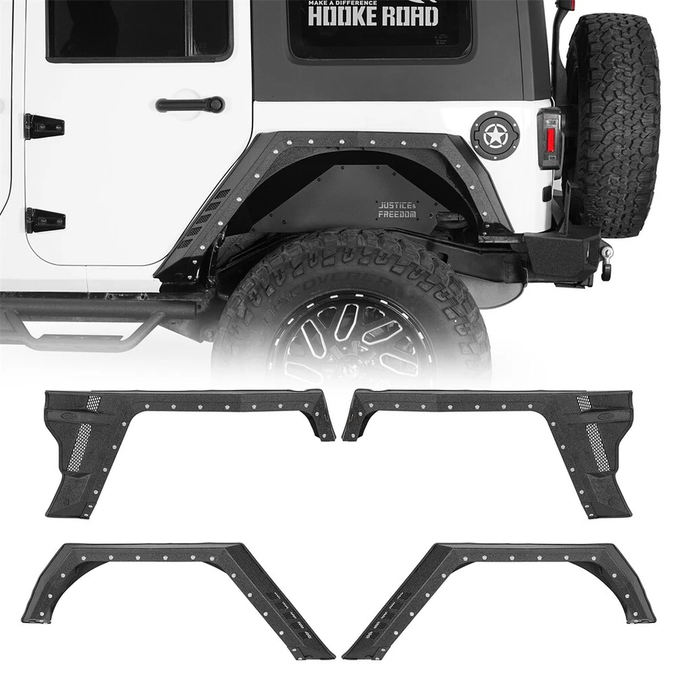 Armor Steel Front or Rear Fender Flares for Jeep Wrangler JK 2007-2018 2/4 Doors Foto 2 de 4