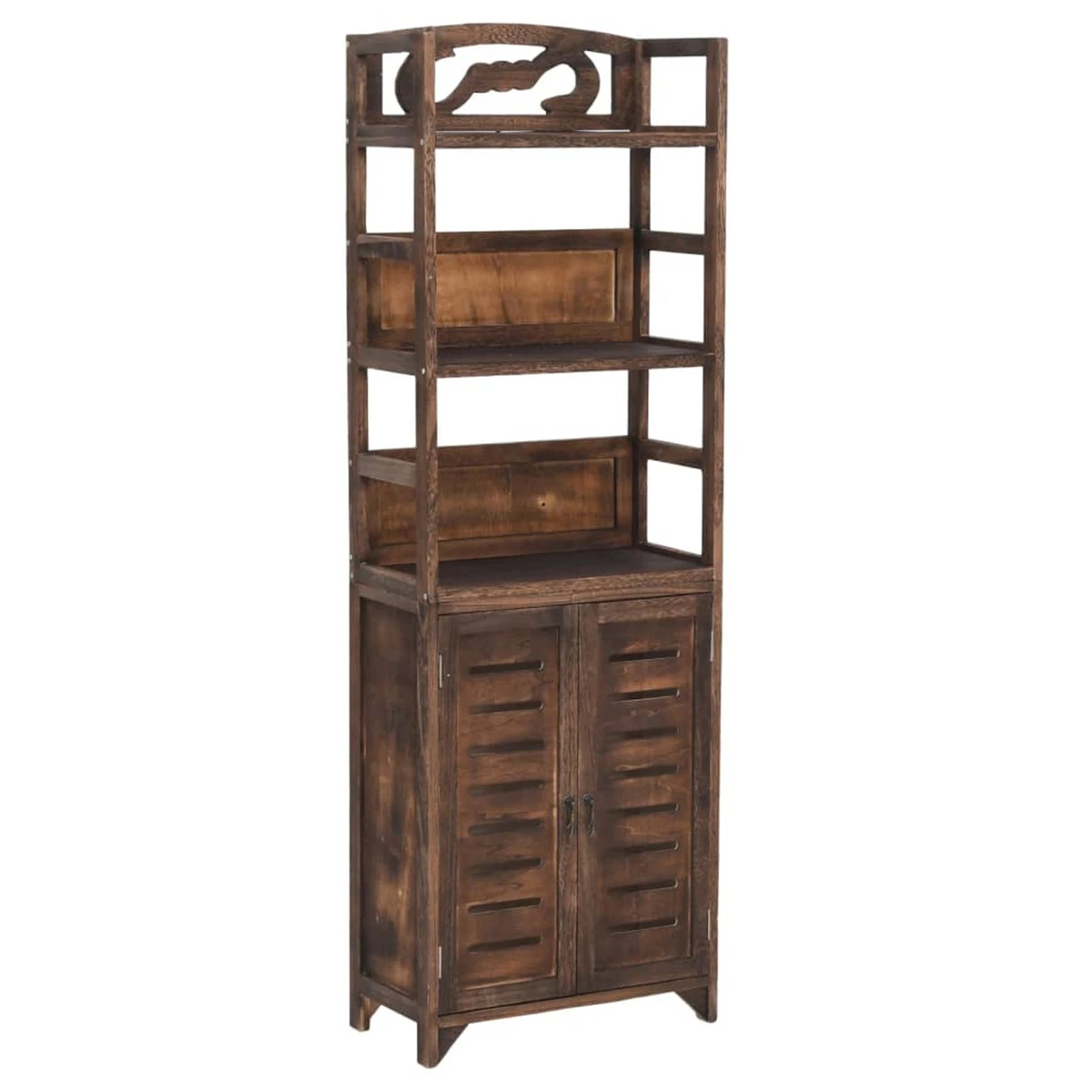 Display Cabinet Dark Brown 46x24x140 Solid Paulownia Wood S1M4