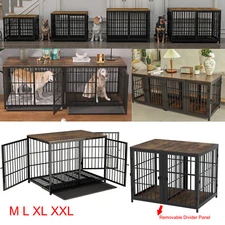 Wooden Dog Crate Pet Cage Anti-Chewing Frame,Divider,Pull-Out Tray,Easy to Clean
