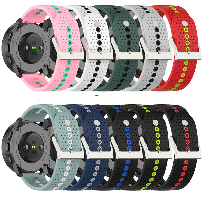 Silicone Watch Strap Color Hole Bi-Color Wristband for SUUNTO RACE S/5Peak/9peak