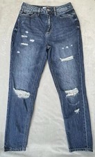 KanCan Jeans Womens 5/26 Blue Medium Wash Mom Distressed KC9147D High Rise 27x27