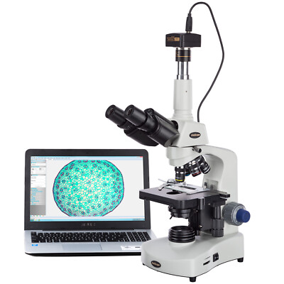 AmScope 40X-2000X LED Siedentopf Trinocular Compound Microscope 10MP USB Camera
