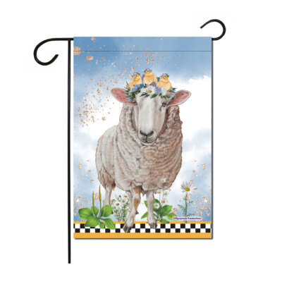 Cheviot Sheep and Three Little Chicks Floral Garden Flag Double Sided 12 x 17 in