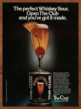 1978 The Club Whiskey Sour Vintage Print Ad/Poster 70s Retro Man Cave Bar Art