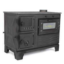 Stufa a legna in ghisa smaltata con forno, fornello, fornello