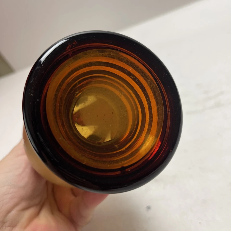 Vintage Czech Bohemia Crystal Decanter Vase Gold Flower 10" - Image 4 of 4