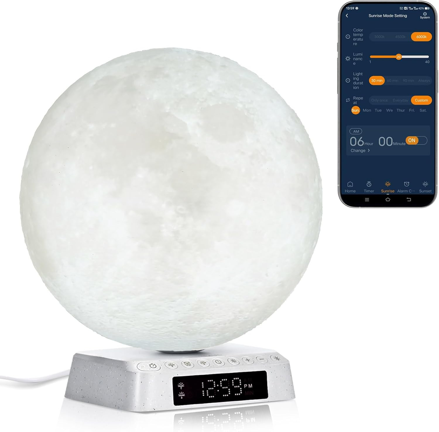 & Moon Lamp With App Control & White Noise